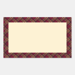Tartan check (wine red) rectangular sticker