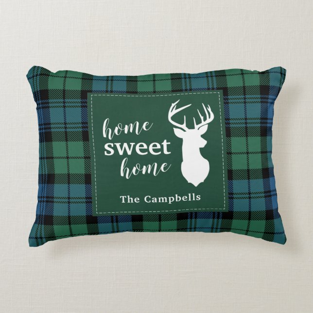 Tartan Christmas Clan Campbell Personalised Plaid Decorative Cushion (Front)