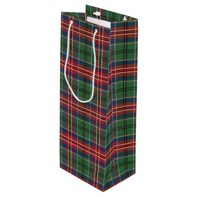 Tartan Christmas Clan MacCulloch Green Check Plaid Wine Gift Bag (Front Angled)