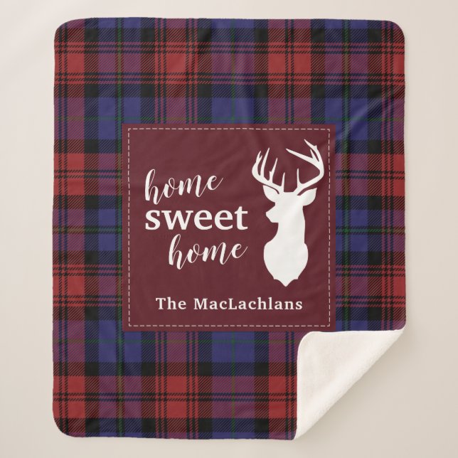 Tartan Christmas MacLachlan Personalised Plaid Sherpa Blanket (Front)
