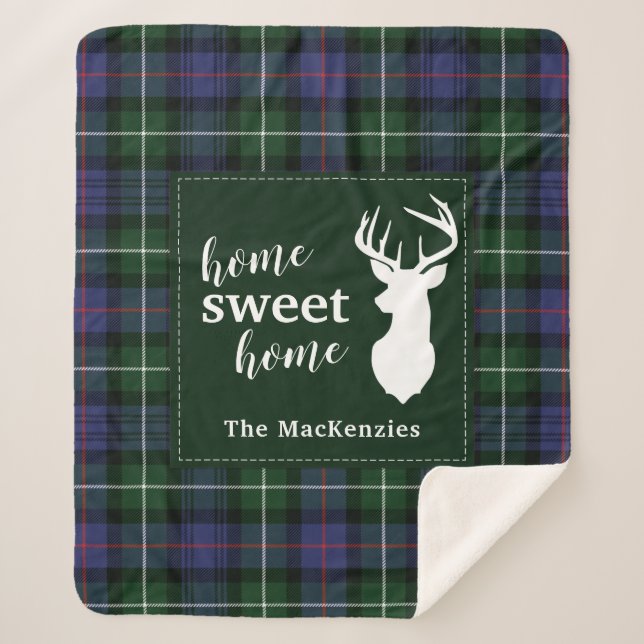 Tartan Christmas Plaid Clan MacKenzie Personalised Sherpa Blanket (Front)