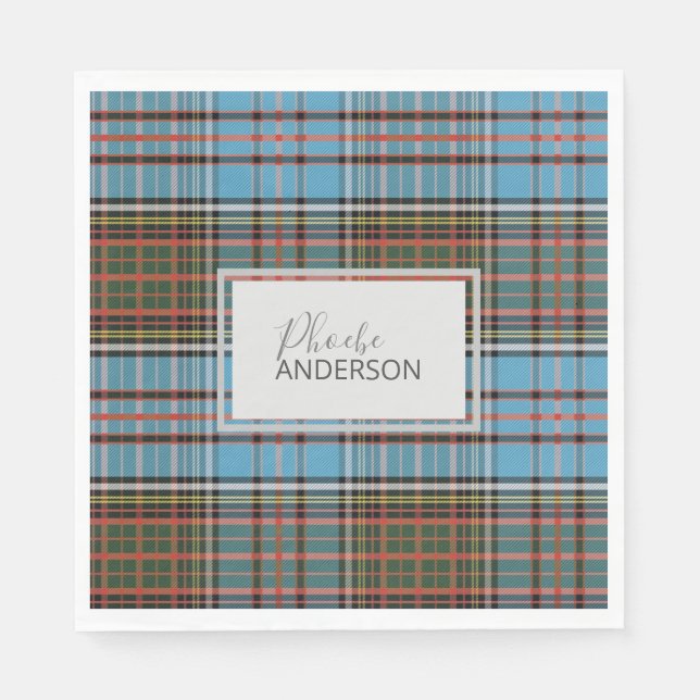 Tartan Clan Anderson Plaid Check Custom Paper Napkin (Front)