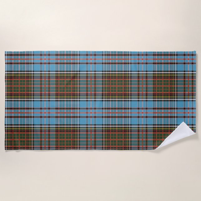 Tartan Clan Anderson Plaid Chequered Beach Towel (Front)