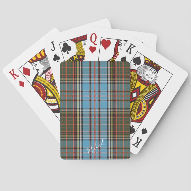 Tartan Clan Anderson Plaid Light Blue Check Playing Cards (Back)