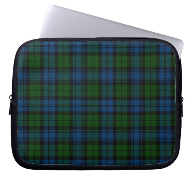 Tartan Clan Campbell Military Plaid Green Blue Laptop Sleeve (Front)