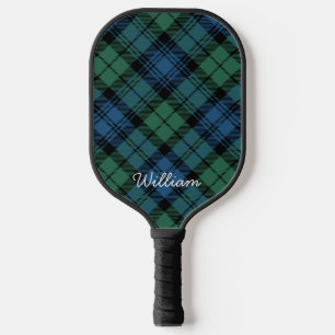Tartan Clan Campbell Plaid Blue Green Rustic Pickleball Paddle