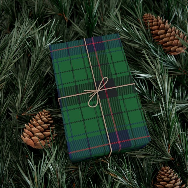Tartan Clan Davidson Plaid Green Black Blue Wrapping Paper (Plaid Green Check Clan Davidson Tartan Wrapping Paper)