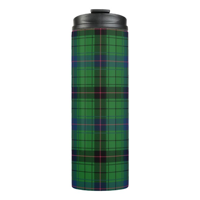 Tartan Clan Davidson Plaid Green Black Check Thermal Tumbler (Front)