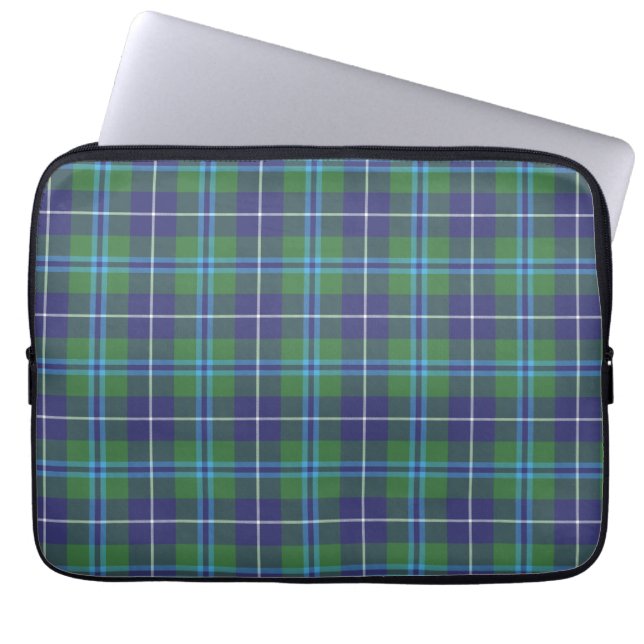 Tartan Clan Douglas Plaid Green Violet Check  Laptop Sleeve (Front)