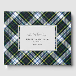 Tartan Clan Gordon Green White Chequered Wedding Guest Book
