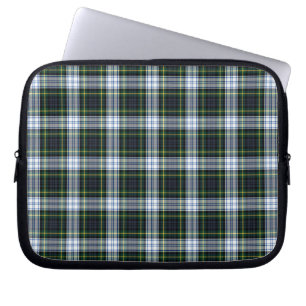 Tartan Clan Gordon Plaid Green White Chequered Laptop Sleeve