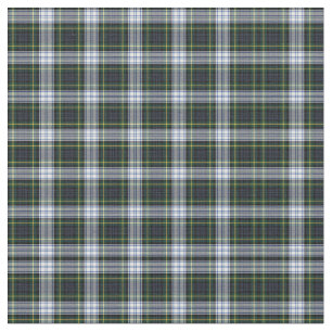 Tartan Clan Gordon Plaid Pattern White Blue Green Fabric