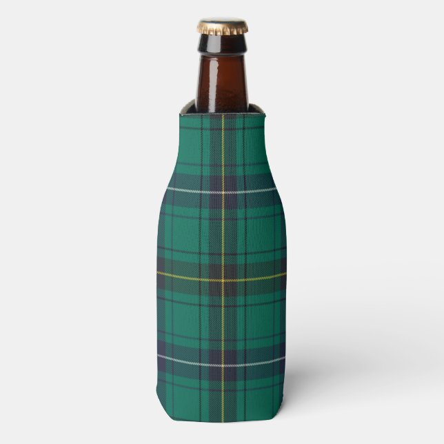 Tartan Clan Henderson Plaid Green Pattern Bottle Cooler (Bottle Front)