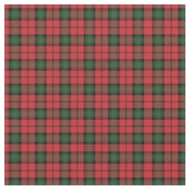 Tartan Clan Kerr Plaid Red Green Check Fabric (Close Up)