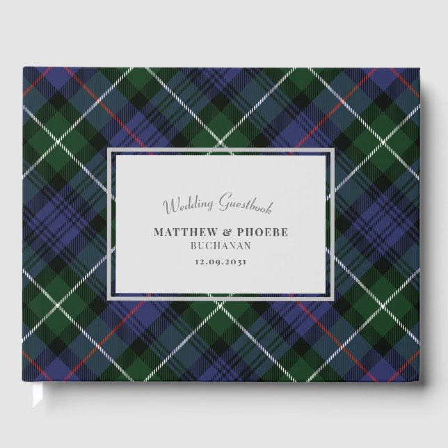 Tartan Clan MacKenzie Plaid Purple Green Check Guest Book (Front)
