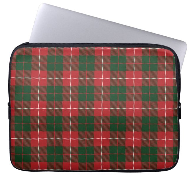 Tartan Clan MacKinnon Plaid Red Green Chequered Laptop Sleeve (Front)