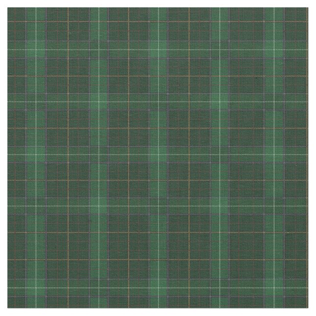 Tartan Clan MacQueen Plaid Pattern Green Check Fabric (Close Up)