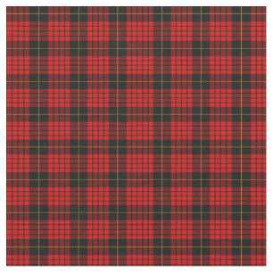 Tartan Clan MacQueen Plaid Pattern Red Black Check Fabric