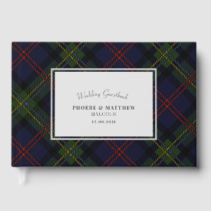Tartan Clan Malcolm Green Purple Chequered Wedding Guest Book