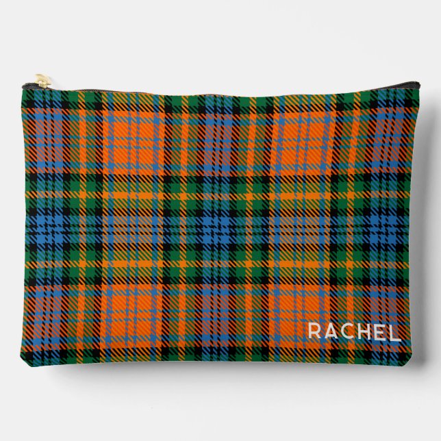 Tartan Clan Murray Plaid Blue Orange Green Custom Accessory Pouch (Front)