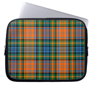 Tartan Clan Murray Plaid Orange Blue Check  Laptop Sleeve