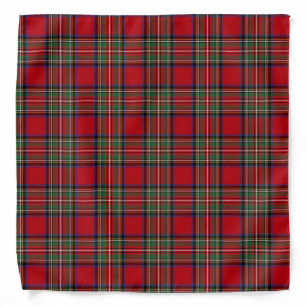 Tartan Clan Stewart Plaid Black Red Check Pattern Bandana
