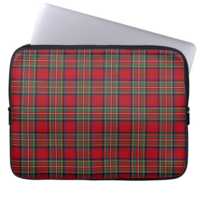 Tartan Clan Stewart Plaid Red Blue Green Chequered Laptop Sleeve (Front)