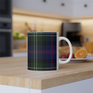 Tartan Clan Sutherland Plaid Green Black Check Coffee Mug
