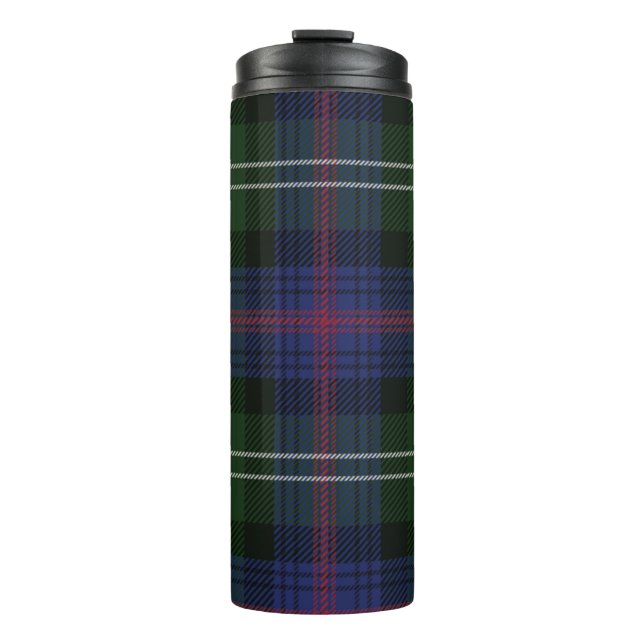 Tartan Clan Sutherland Plaid Green Black Check Thermal Tumbler (Front)