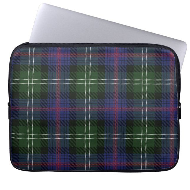 Tartan Clan Sutherland Plaid Purple Green Check Laptop Sleeve (Front)