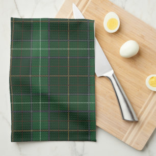Tartan Clan Walsh Plaid Green Check Pattern Tea Towel