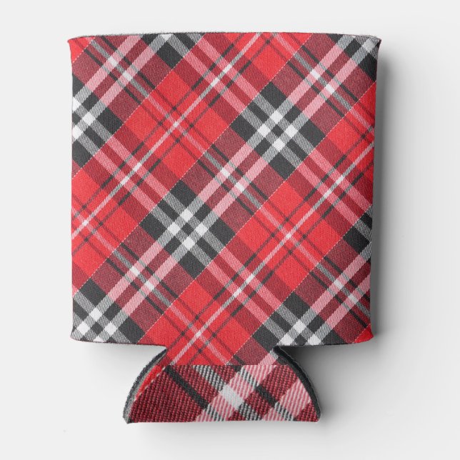 Tartan Cloth Pattern Top View Can Cooler (Front)