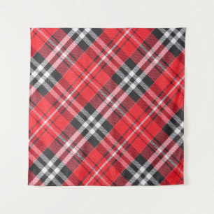 Tartan Cloth Pattern Top View Tapestry