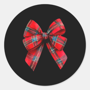 Tartan Coquette Bow, Christmas Funny Gift Women,gi Classic Round Sticker