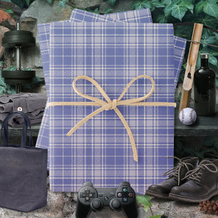 Tartan - Dark Purple-Mauve-Cement White Wrapping Paper Sheet