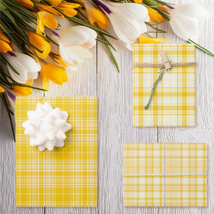 Tartan - Dark Yellow to Pastel Yellow Different Wrapping Paper Sheet