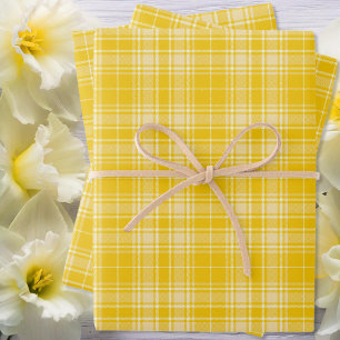 Tartan - Dark Yellow to Pastel Yellow Wrapping Paper Sheet