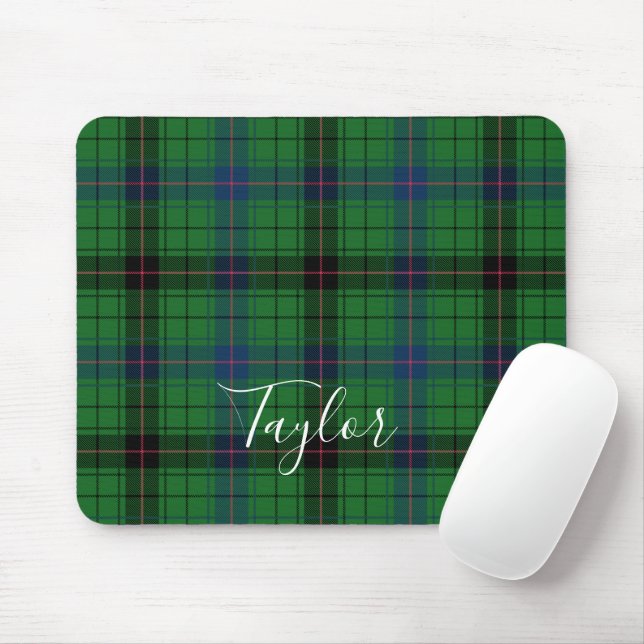 Tartan Davidson Plaid Blue Green Personalized Mouse Mat (With Mouse)