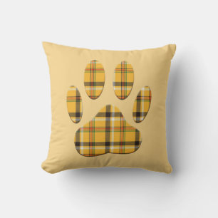 Tartan Dog Paw Print Cushion