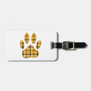 Tartan Dog Paw Print Luggage Tag