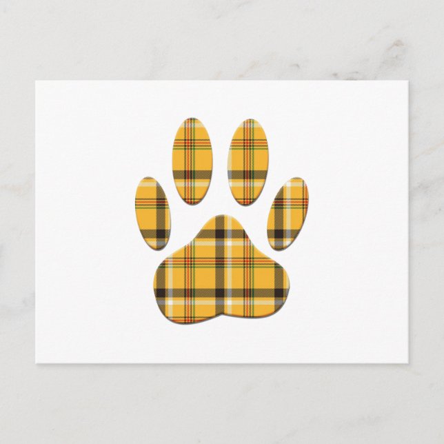 Tartan Dog Paw Print Postcard (Front)