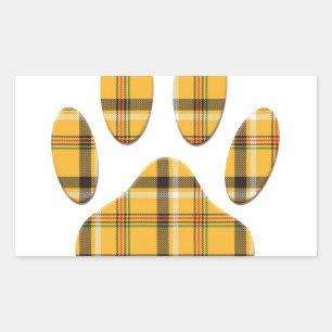 Tartan Dog Paw Print Rectangular Sticker