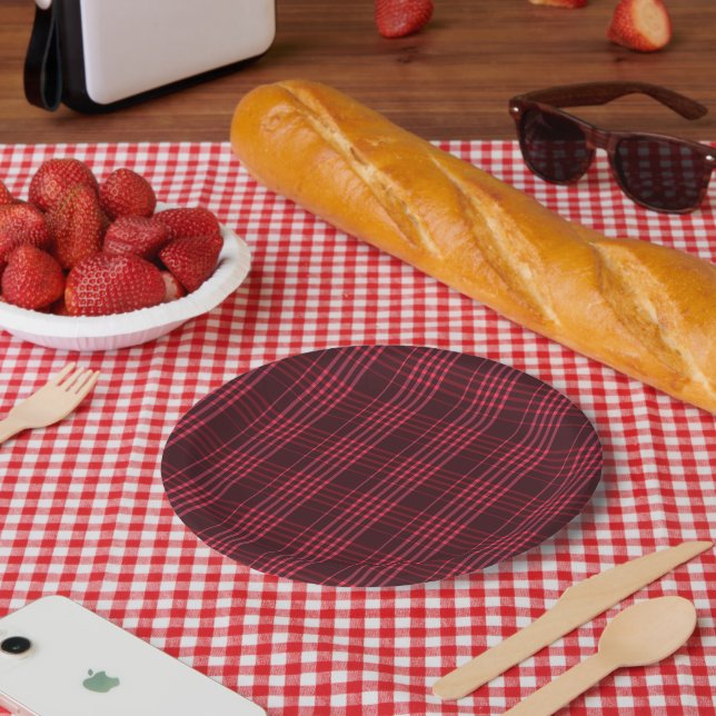 Tartan Fabric 7" Round Paper Plate (Picnic)
