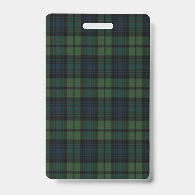 Tartan Fabric Plastic Badge - Vertical ID Badge (Front)