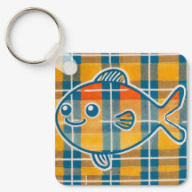 Tartan fish keyring