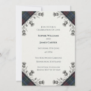 Tartan Floral Scottish Wedding Invitation