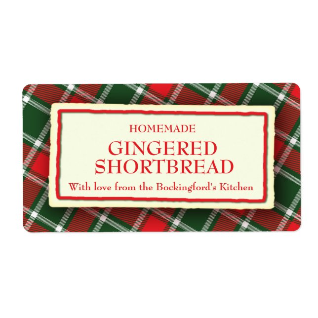 Tartan food label Shortbread add your name (Front)