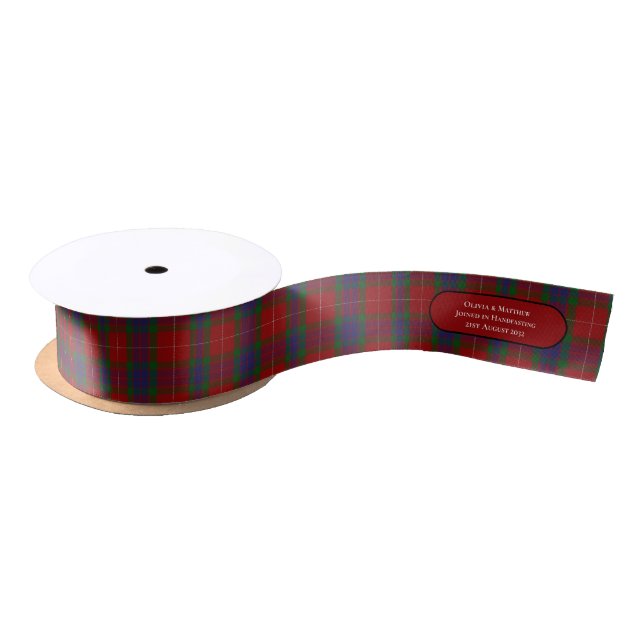 TARTAN HANDFASTING RIBBON PERSONALIZED NAMES DATE SATIN RIBBON (Spool)