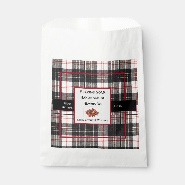 Tartan Handmade Shave Soap Product Label Favour Bags (Front)