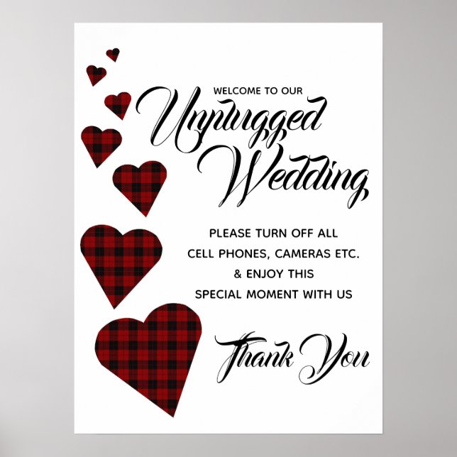 Tartan Heart Unplugged Wedding Sign (Front)